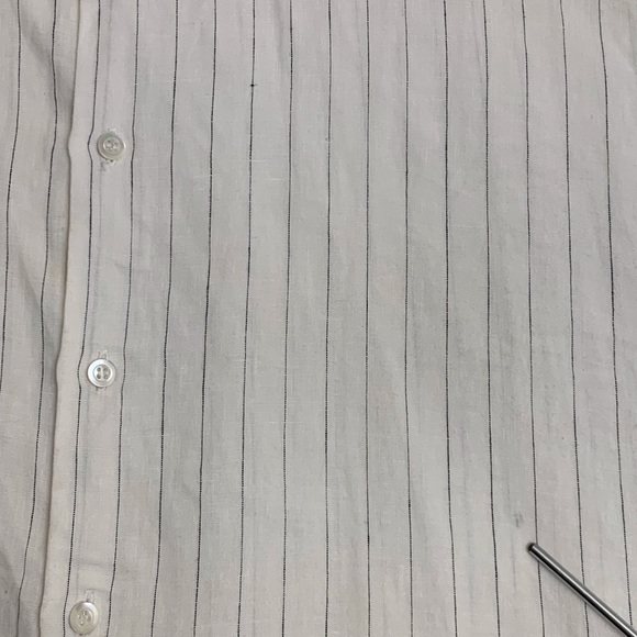 Eskandar Top Women Shirt Size 0 White Pinstripe Linen Tunic Button Up Vintage - Picture 9 of 11